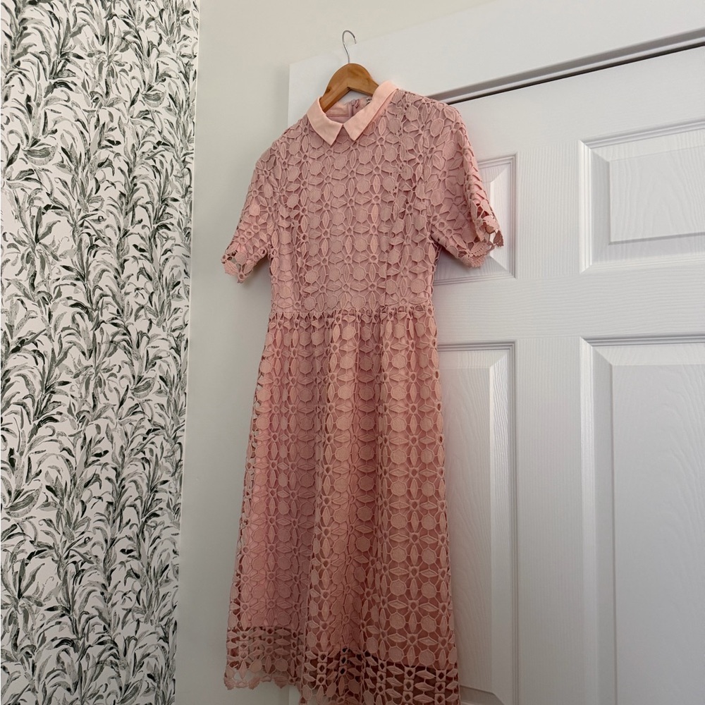 Pink Lace Dress (Jessakae, S) with Peter Pan Collar